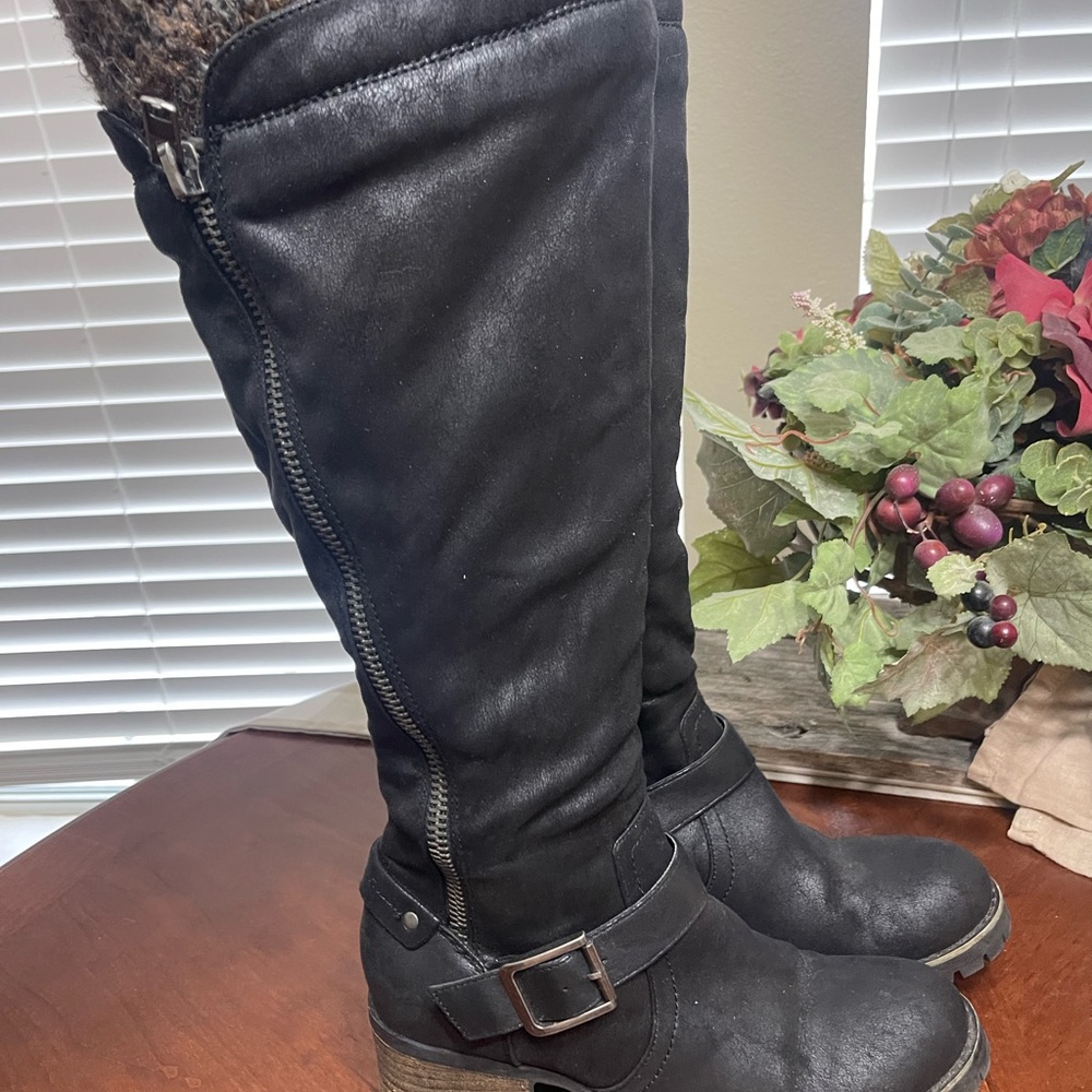 Crown Vintage Chelie Knee High
Block Heel Boots Moto vegan - Picture 5 of 11